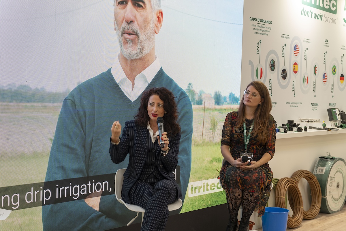 Giulia Giuffrè, cso e board member di Irritec, e Alice Pomiato, green influencer parlano di Green Fields ad Eima 2024